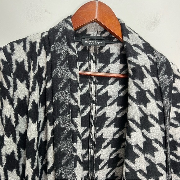 Blacky Dress Berlin Houndstooth Wool Open Front Cardigan Coatigan Sweater - Picture 3 of 10
